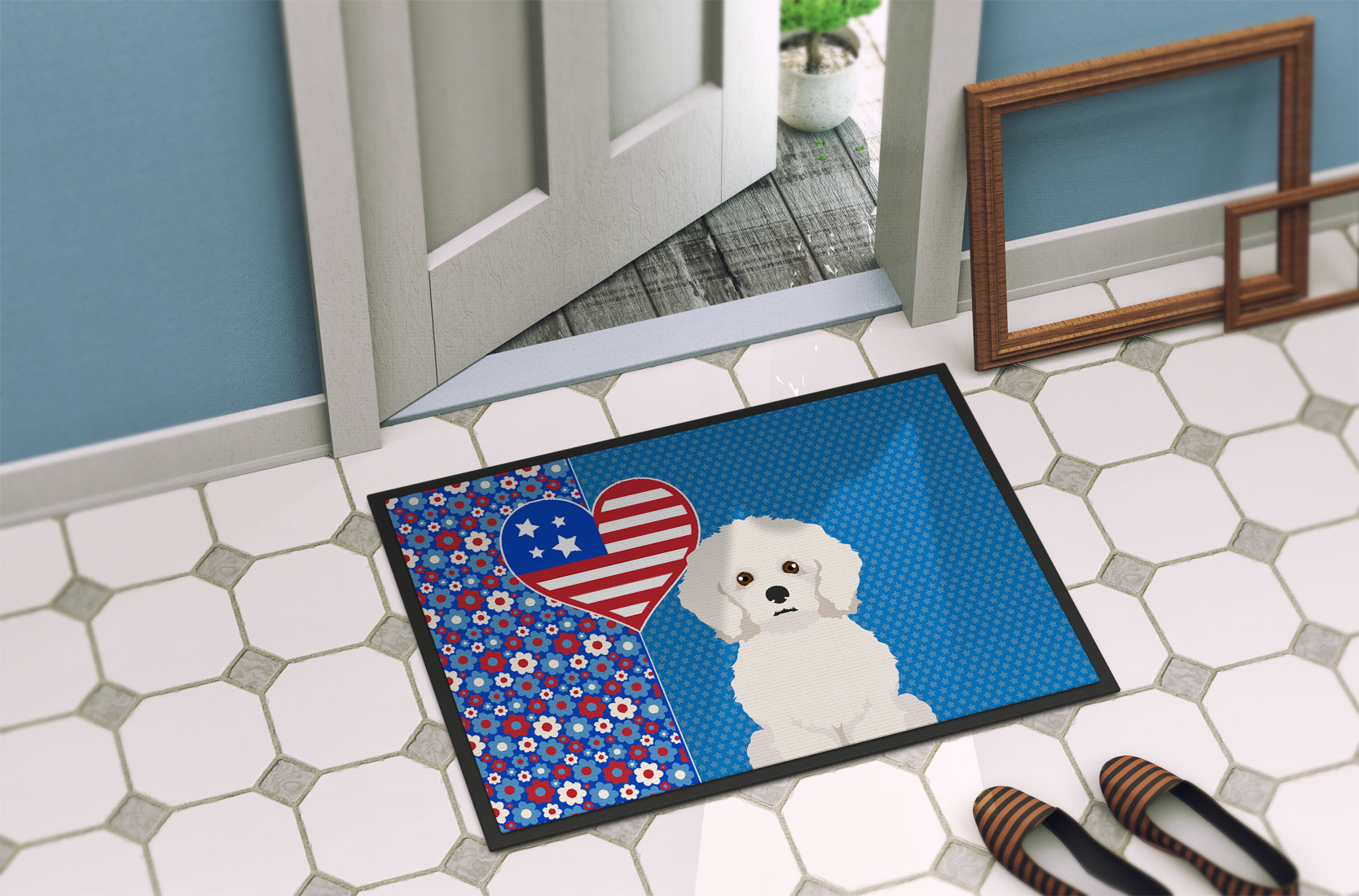 Bichon Frise USA American Indoor or Outdoor Mat 24x36 - the-store.com