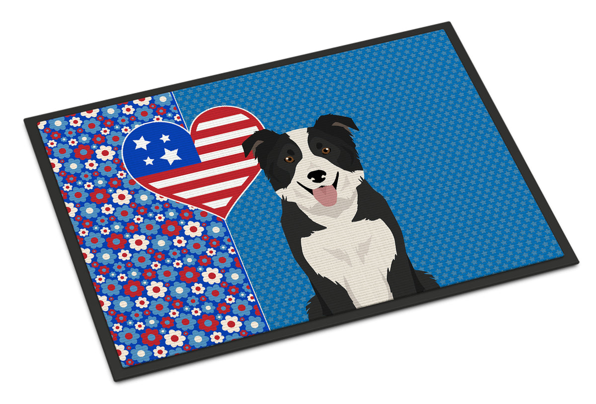Buy this Black and White Border Collie USA American Indoor or Outdoor Mat 24x36