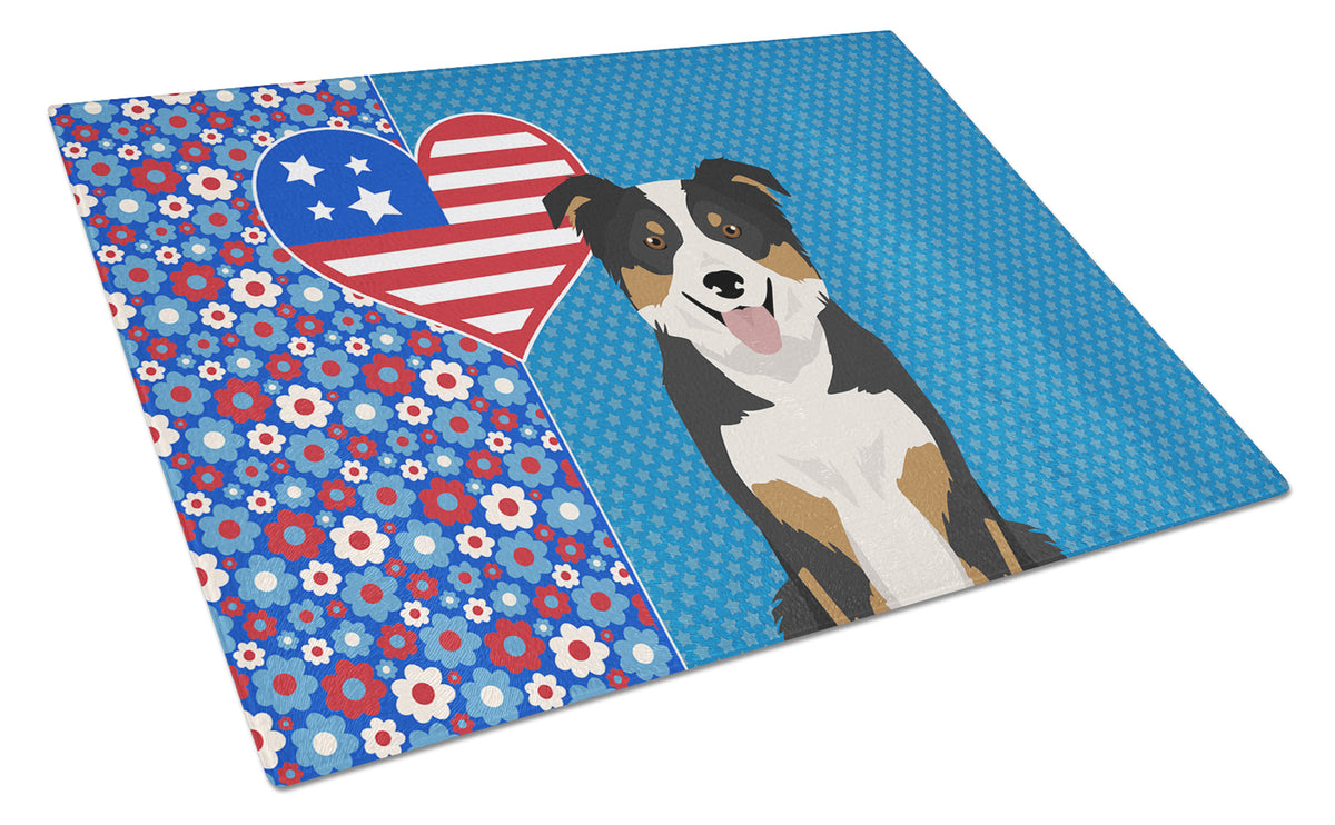 Buy this Tricolor Border Collie USA American Glass Cutting Board Large