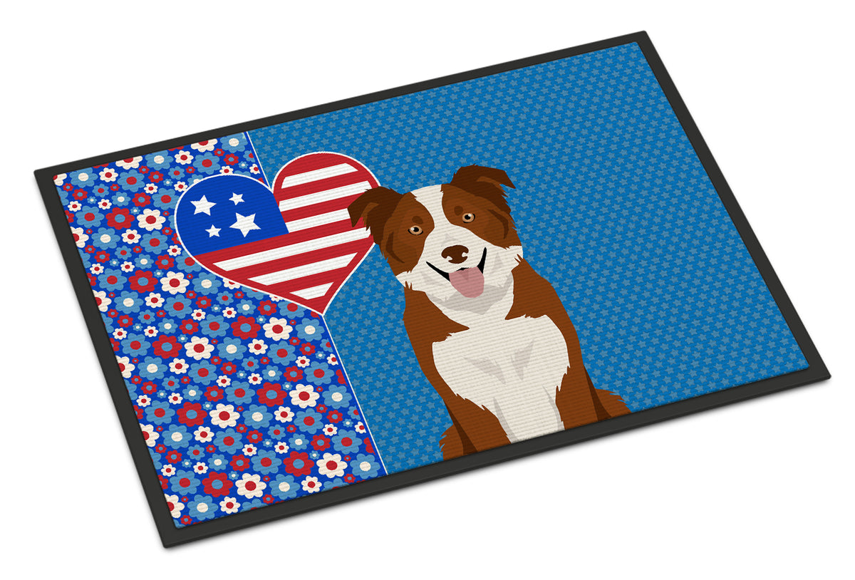 Buy this Red and White Border Collie USA American Indoor or Outdoor Mat 24x36