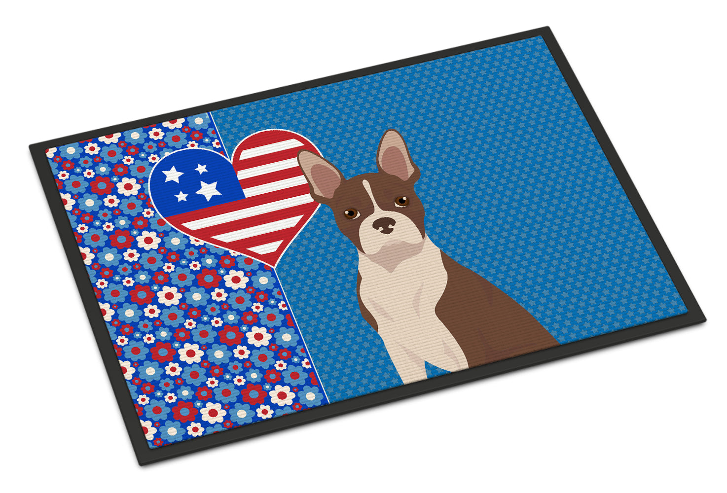 Buy this Red Boston Terrier USA American Indoor or Outdoor Mat 24x36
