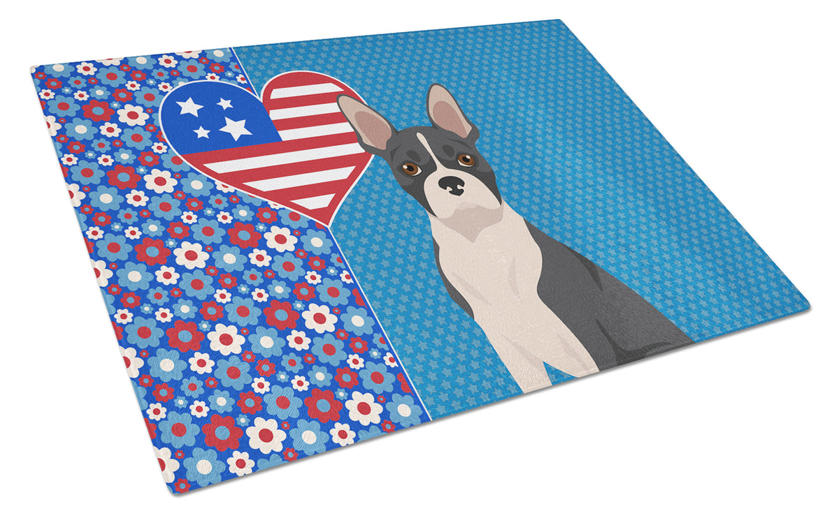 Buy this Black Boston Terrier USA American Glass Cutting Board Large