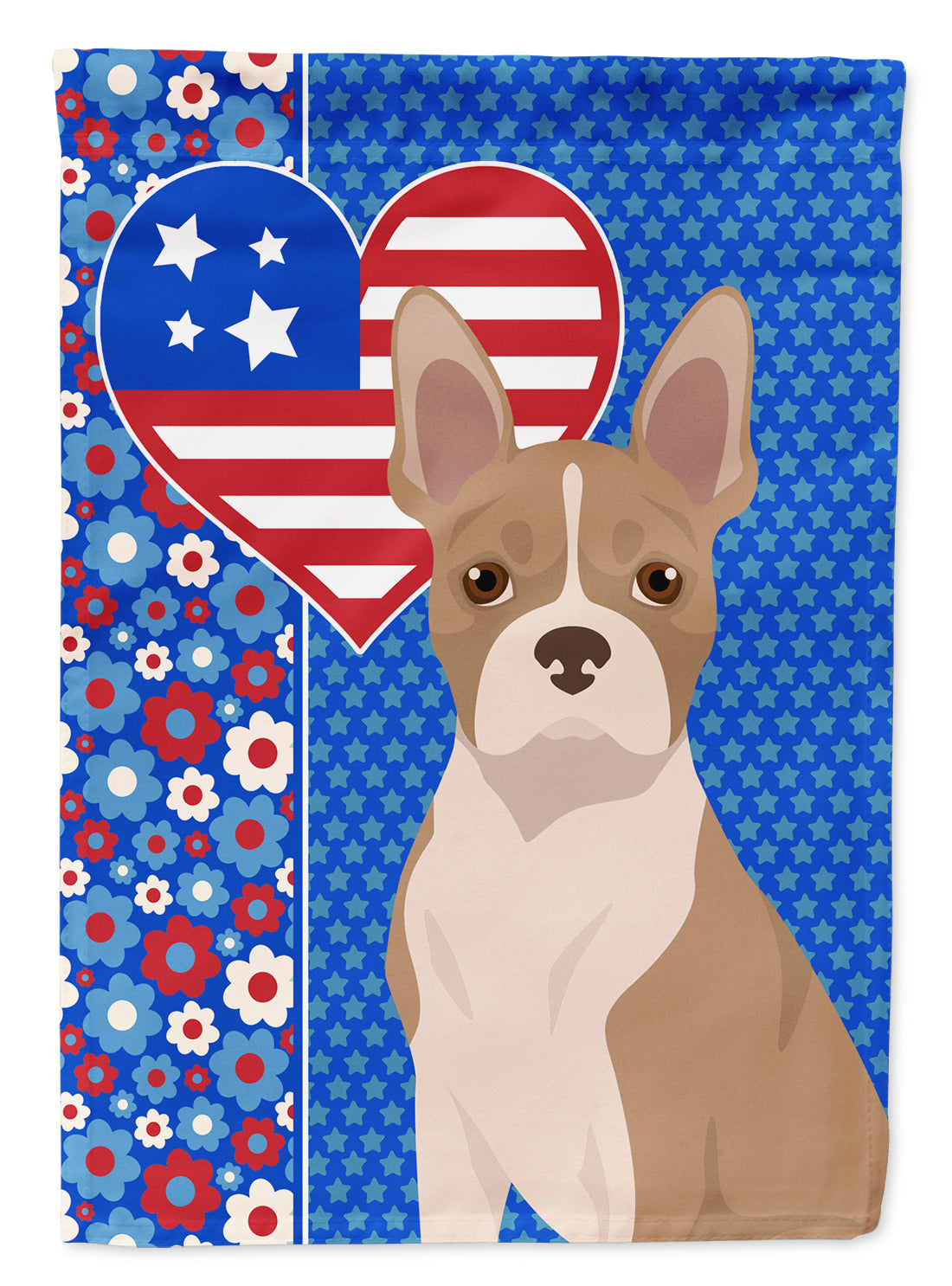 Fawn Boston Terrier USA American Flag Garden Size