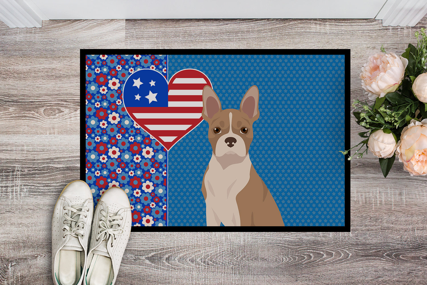 Fawn Boston Terrier USA American Indoor or Outdoor Mat 24x36 - the-store.com