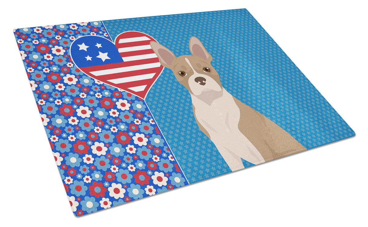 Buy this Fawn Boston Terrier USA American Glass Cutting Board Large