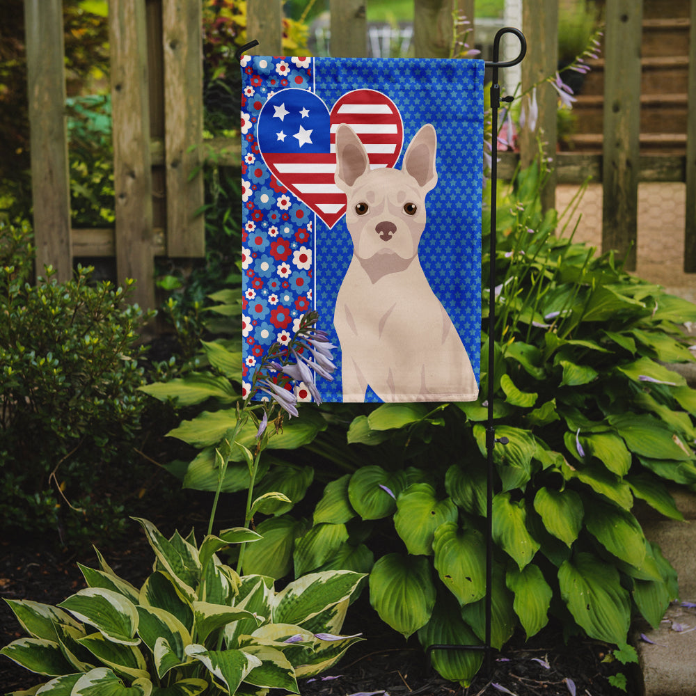 White Boston Terrier USA American Flag Garden Size