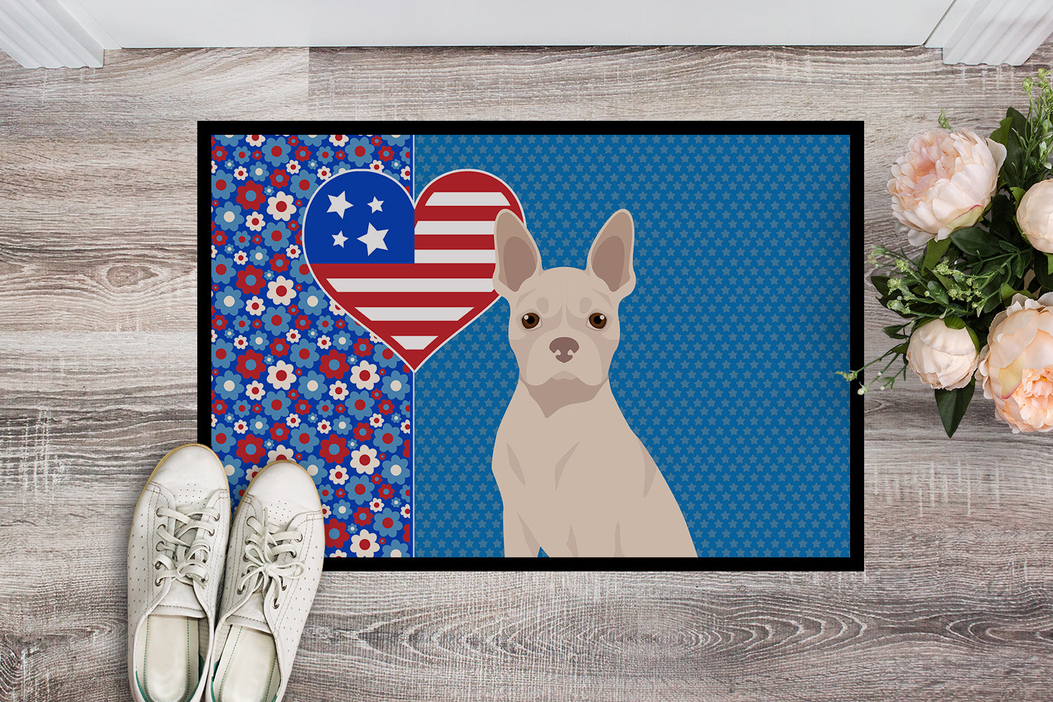 White Boston Terrier USA American Indoor or Outdoor Mat 24x36 - the-store.com