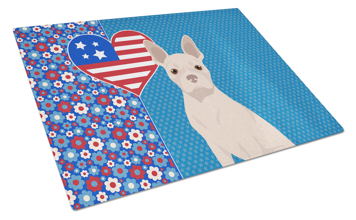Buy this White Boston Terrier USA American Glass Cutting Board Large
