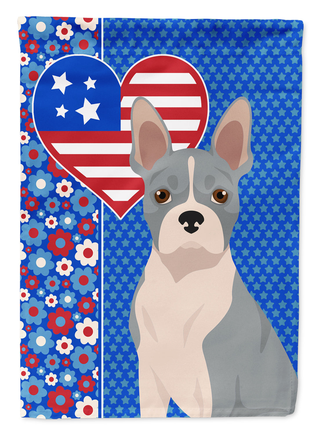 Blue Boston Terrier USA American Flag Garden Size