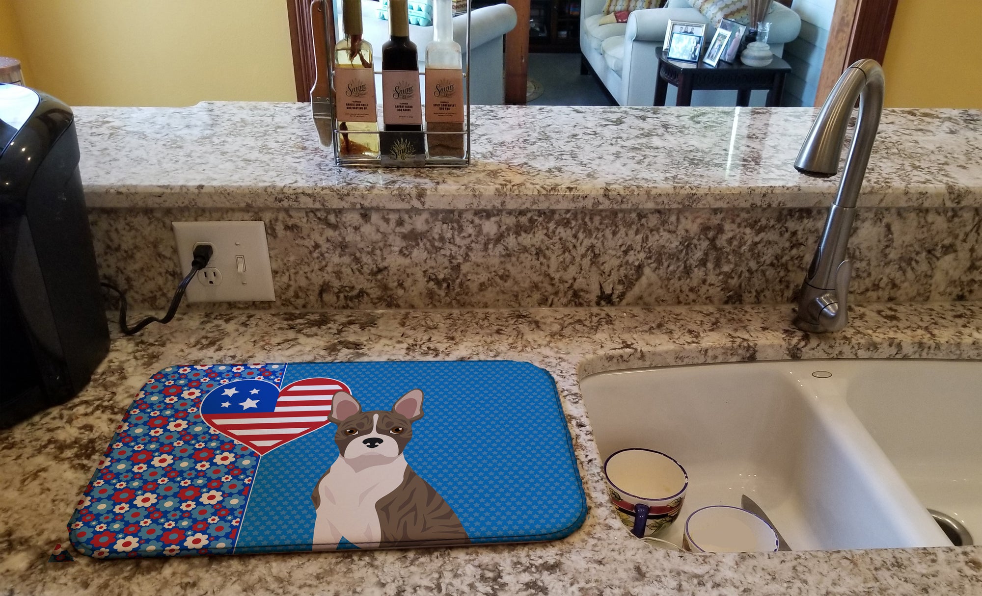 Brindle Boston Terrier USA American Dish Drying Mat  the-store.com.