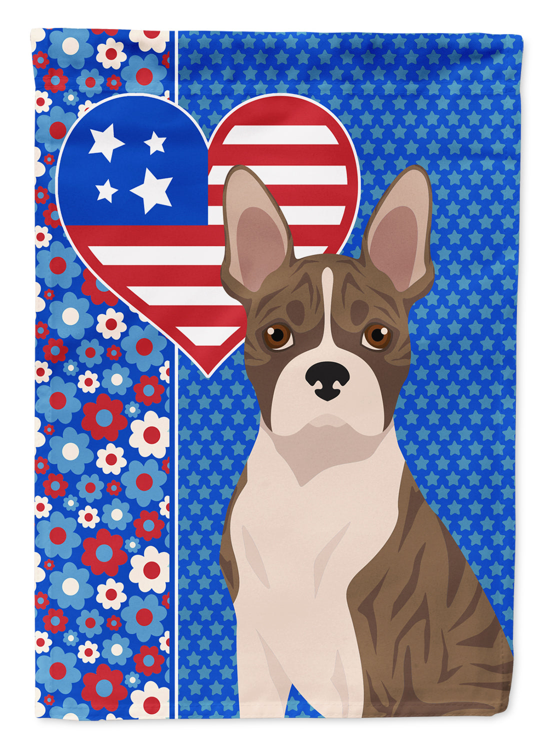 Brindle Boston Terrier USA American Flag Garden Size