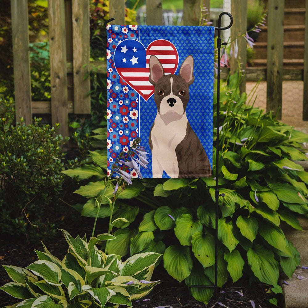 Brindle Boston Terrier USA American Flag Garden Size  the-store.com.