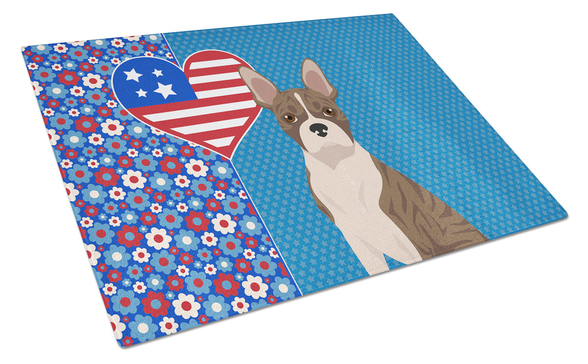 Buy this Brindle Boston Terrier USA American Glass Cutting Board Large