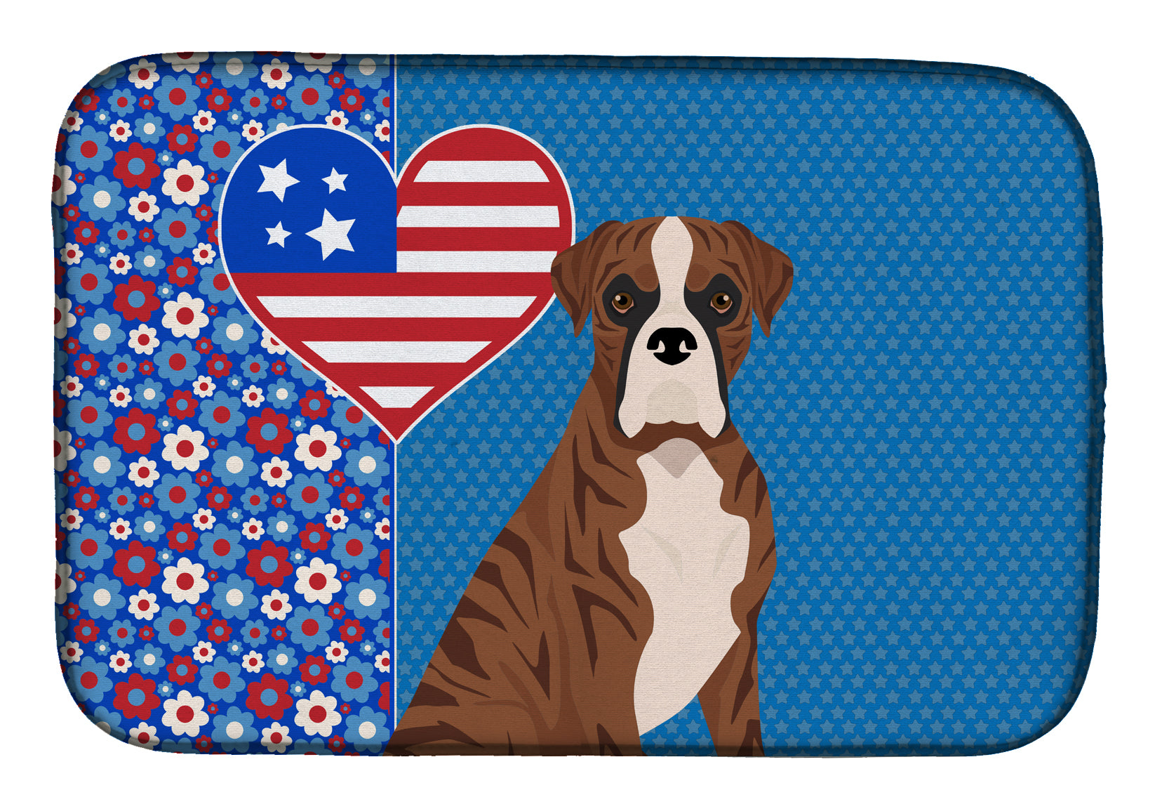 Natural Eared Red Brindle Boxer USA American Dish Drying Mat  the-store.com.