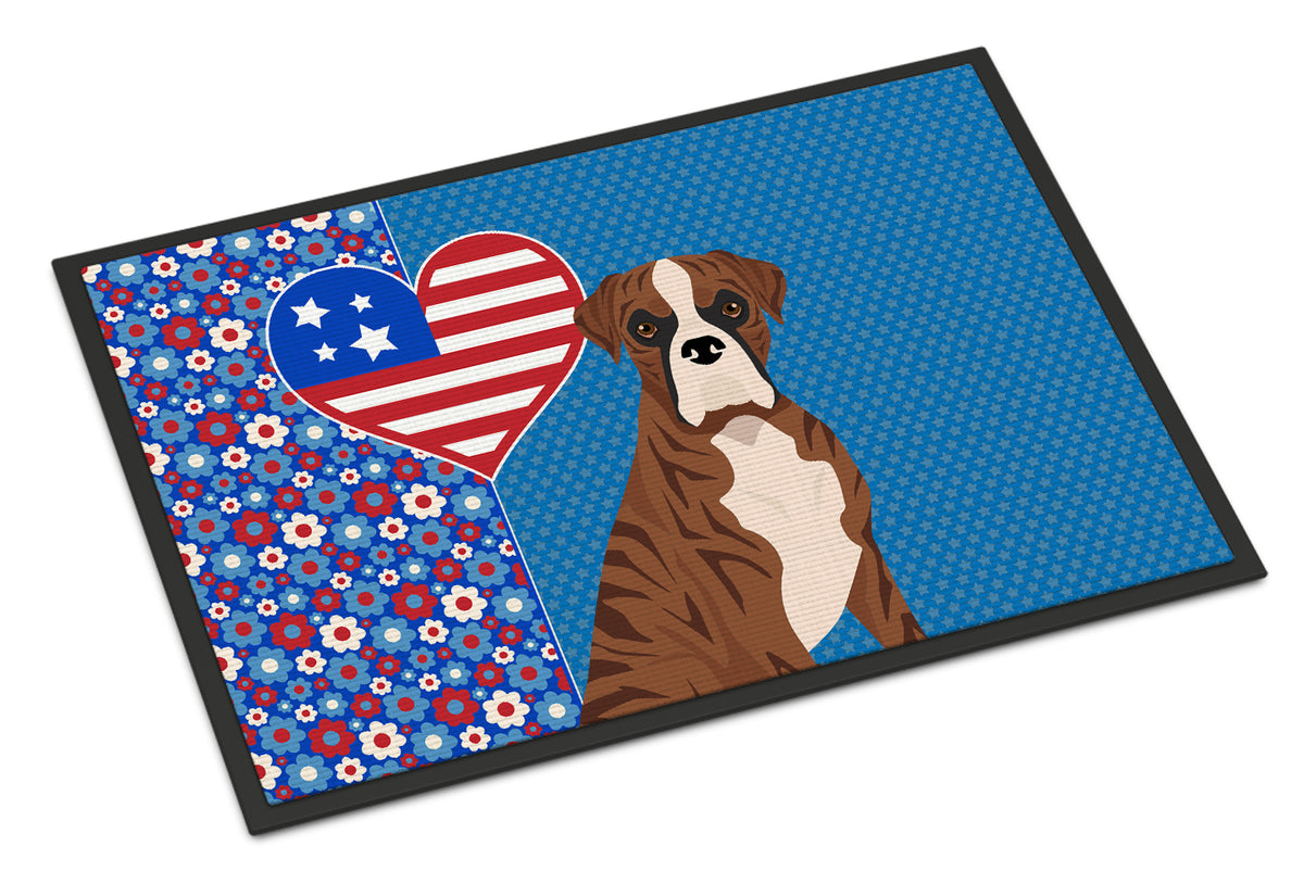 Buy this Natural Eared Red Brindle Boxer USA American Indoor or Outdoor Mat 24x36