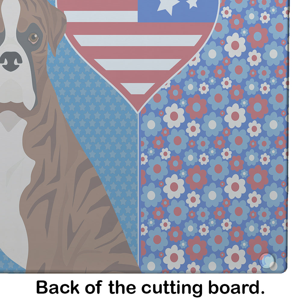 Natural Eared Red Brindle Boxer USA American Glass Cutting Board Large - the-store.com