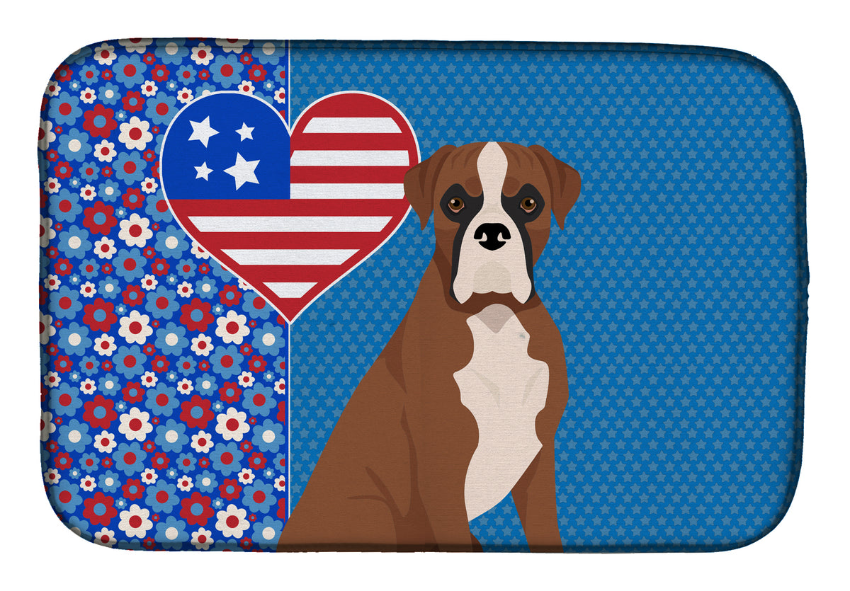 Natural Eared Red Fawn Boxer USA American Dish Drying Mat