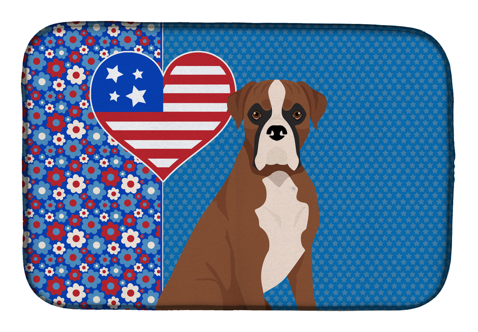 Natural Eared Red Fawn Boxer USA American Dish Drying Mat  the-store.com.