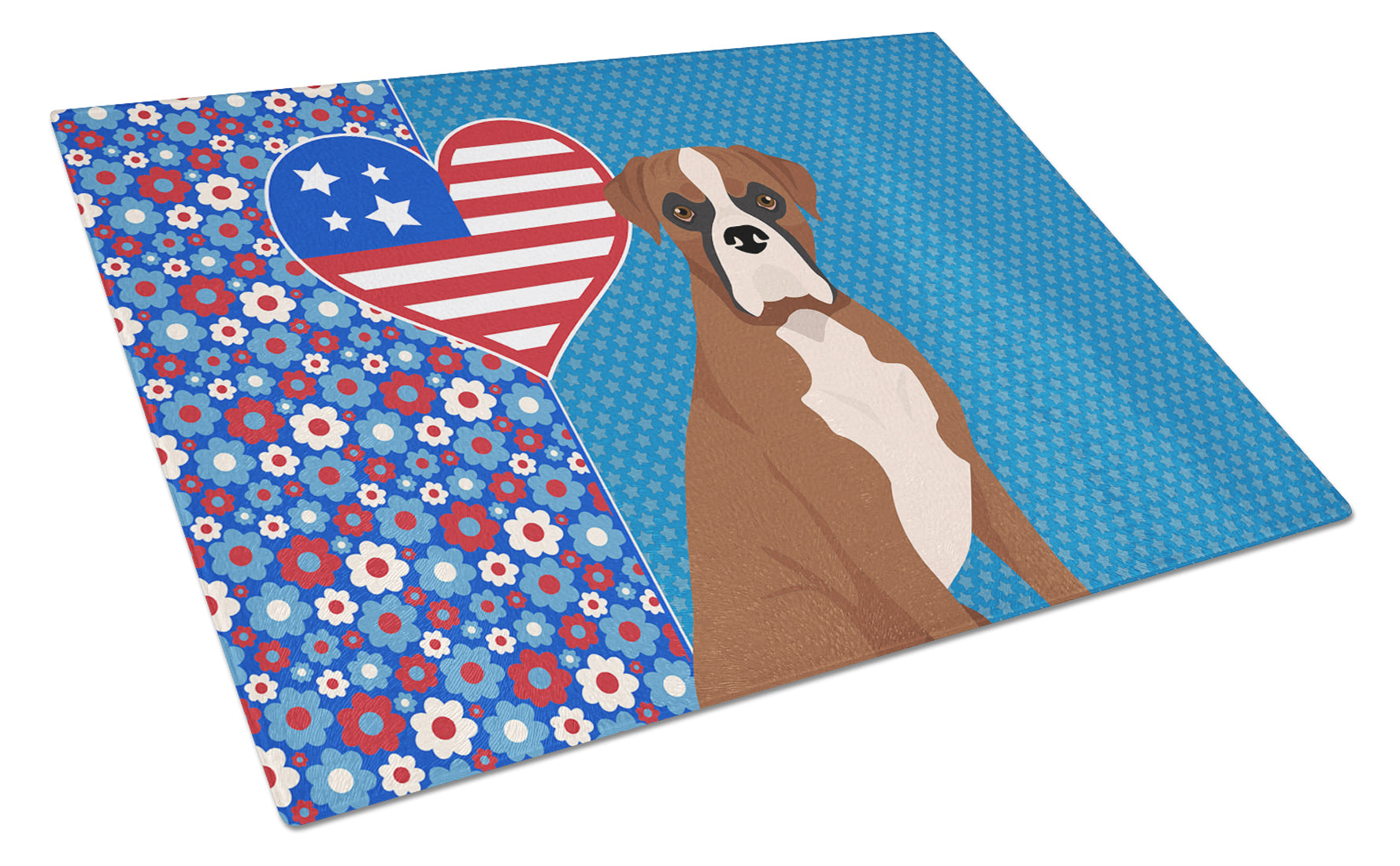 Buy this Natural Eared Red Fawn Boxer USA American Glass Cutting Board Large