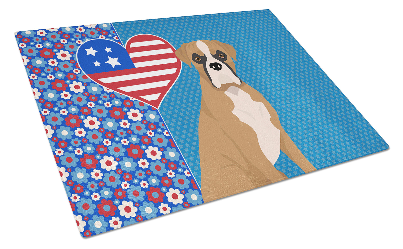 Buy this Natural Eared Fawn Boxer USA American Glass Cutting Board Large