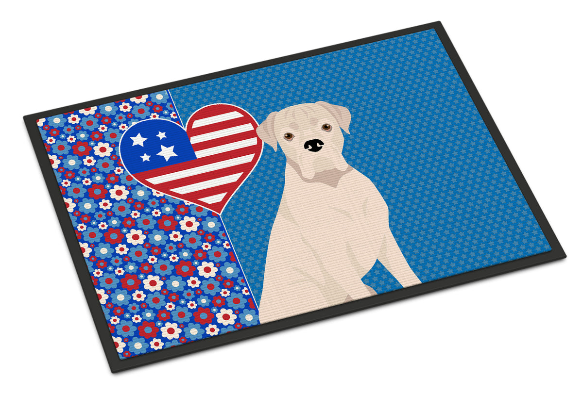 Buy this Natural Eared White Boxer USA American Indoor or Outdoor Mat 24x36