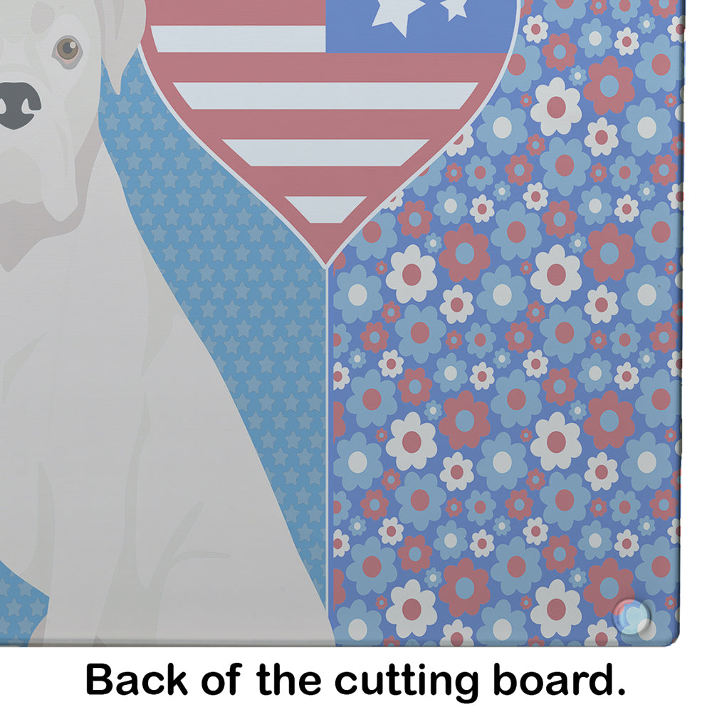 Natural Eared White Boxer USA American Glass Cutting Board Large - the-store.com
