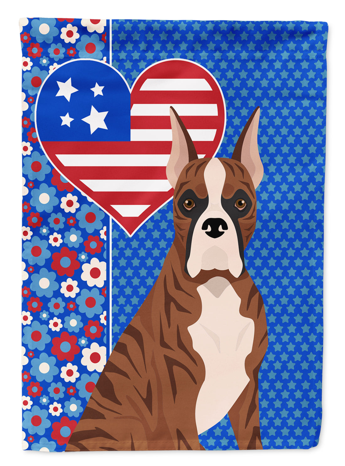 Red Brindle Boxer USA American Flag Garden Size  the-store.com.