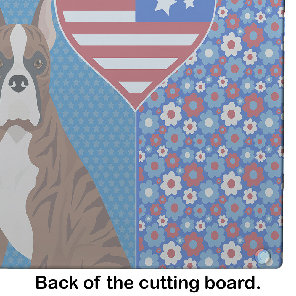 Red Brindle Boxer USA American Glass Cutting Board Large - the-store.com