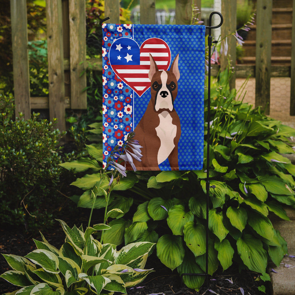 Red Fawn Boxer USA American Flag Garden Size  the-store.com.