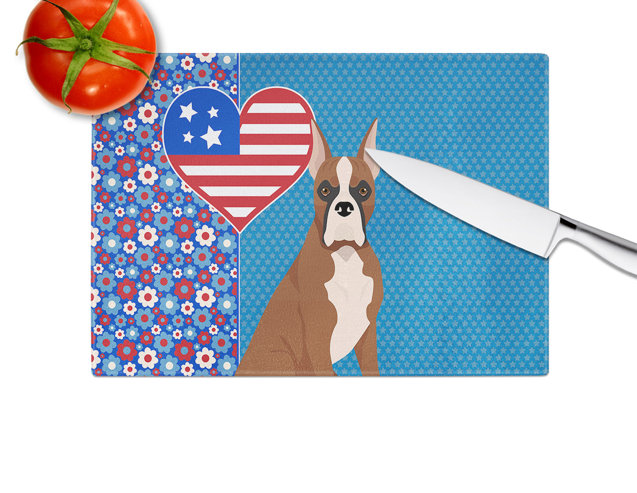 Red Fawn Boxer USA American Glass Cutting Board Large - the-store.com