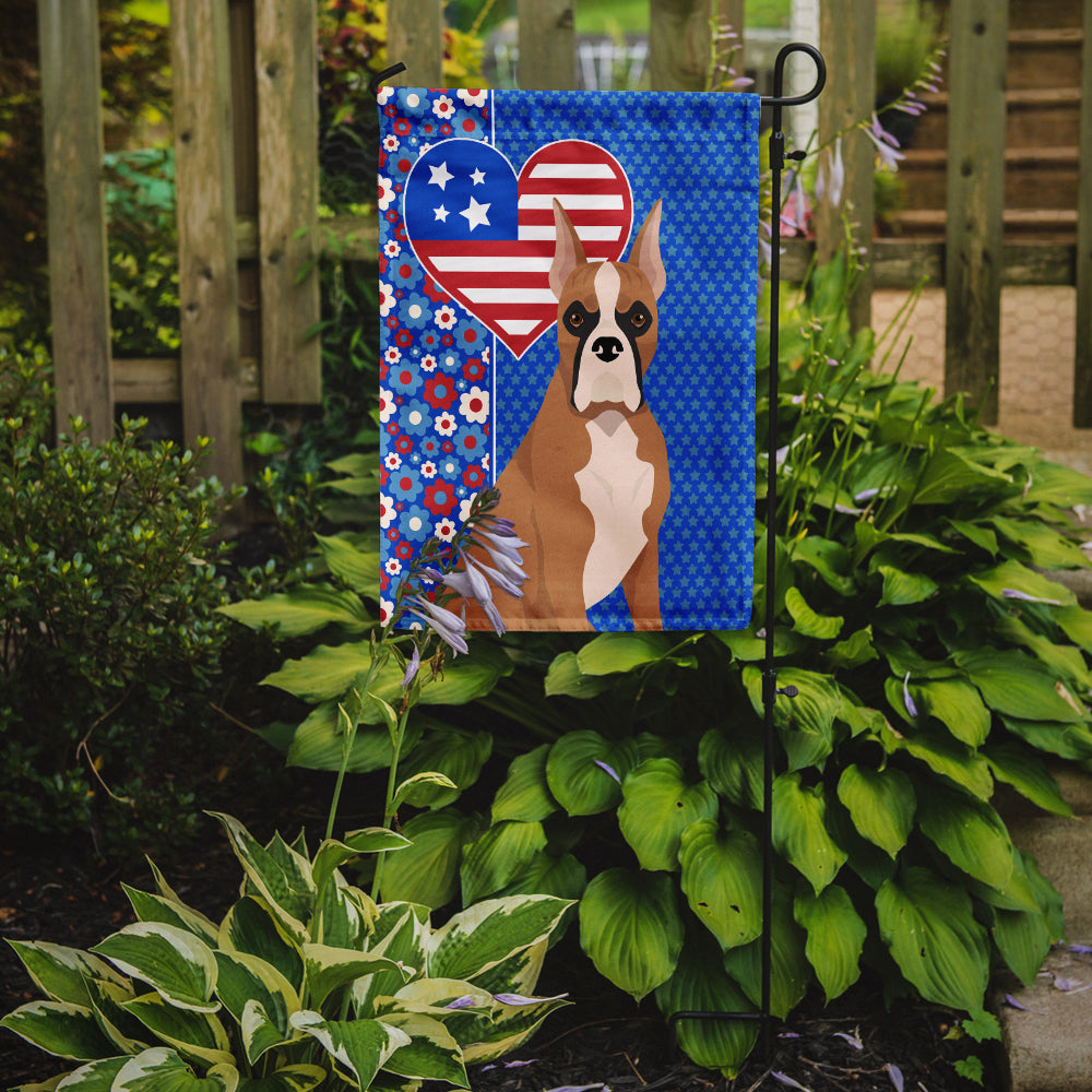 Fawn Boxer USA American Flag Garden Size