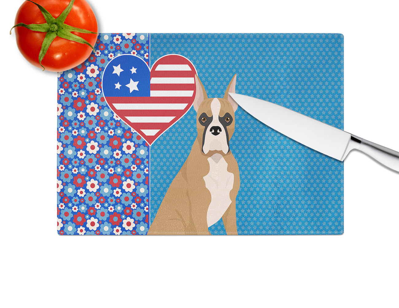 Fawn Boxer USA American Glass Cutting Board Large - the-store.com