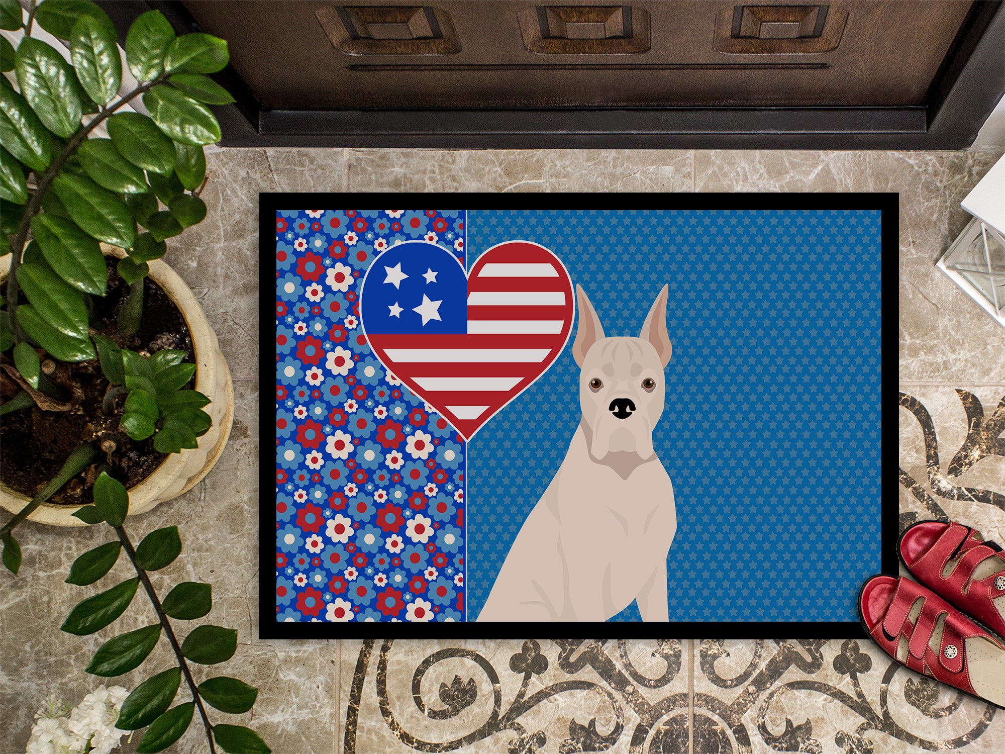 White Boxer USA American Indoor or Outdoor Mat 24x36 - the-store.com