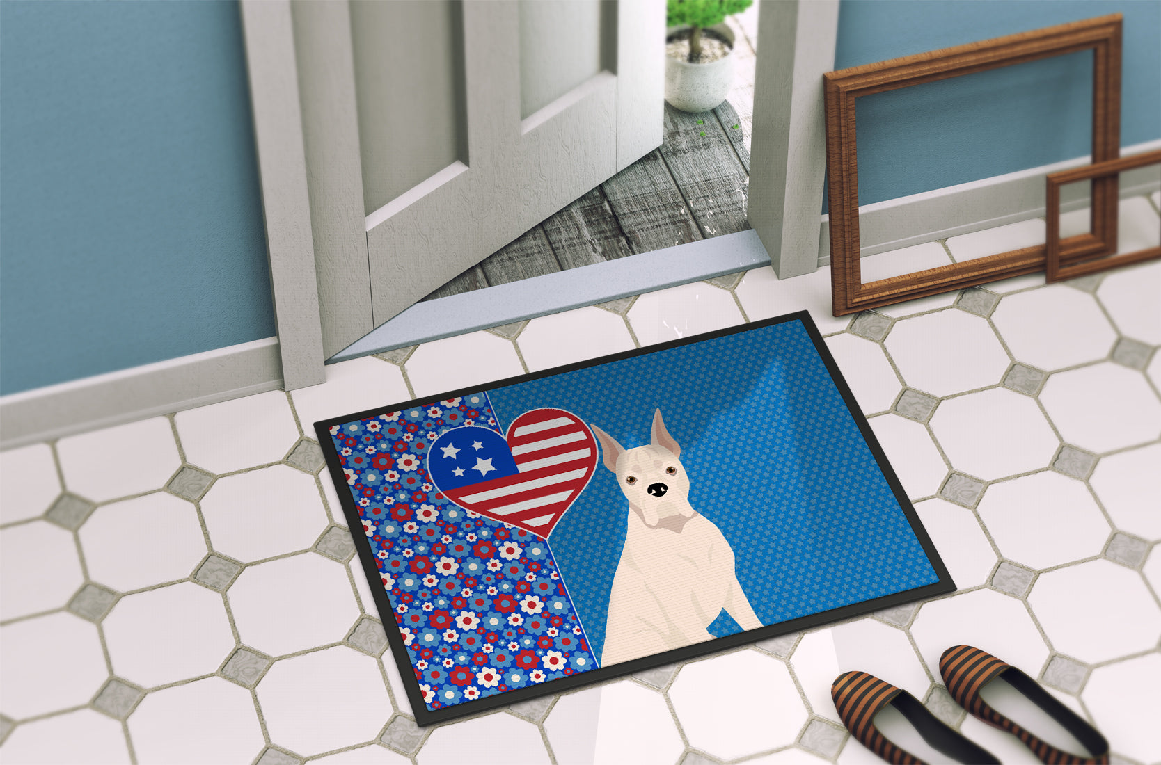 White Boxer USA American Indoor or Outdoor Mat 24x36 - the-store.com