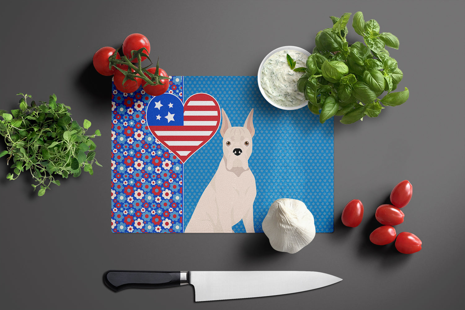White Boxer USA American Glass Cutting Board Large - the-store.com