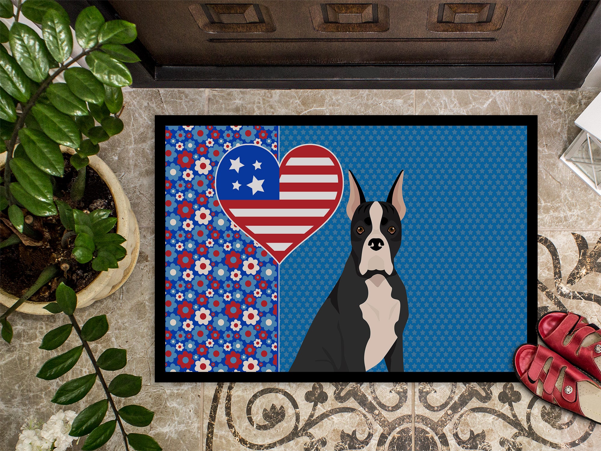 Black Boxer USA American Indoor or Outdoor Mat 24x36 - the-store.com