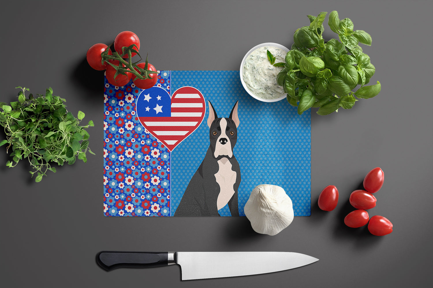 Black Boxer USA American Glass Cutting Board Large - the-store.com