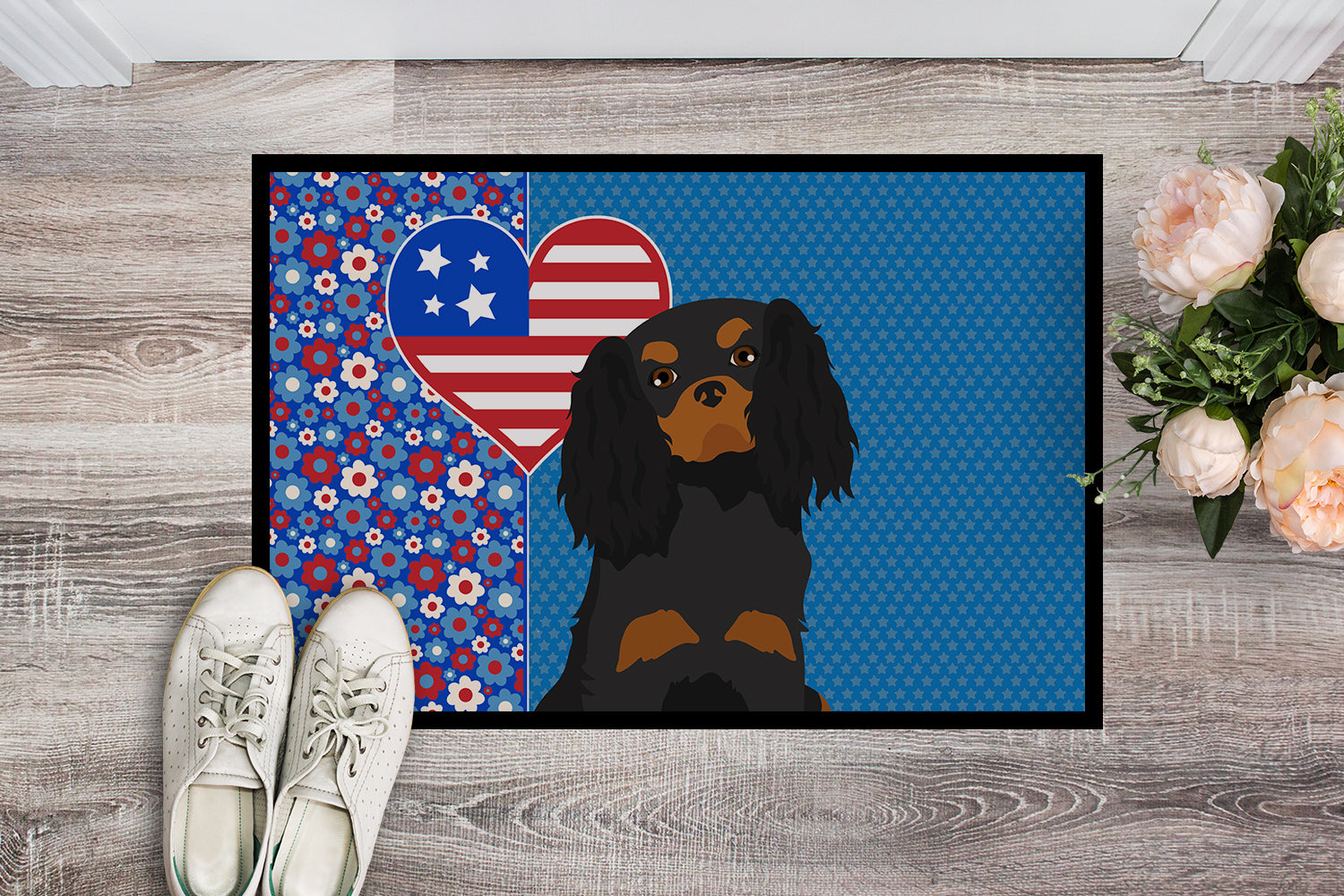 Buy this Black and Tan Cavalier Spaniel USA American Indoor or Outdoor Mat 24x36