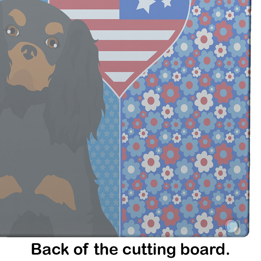Black and Tan Cavalier Spaniel USA American Glass Cutting Board Large - the-store.com