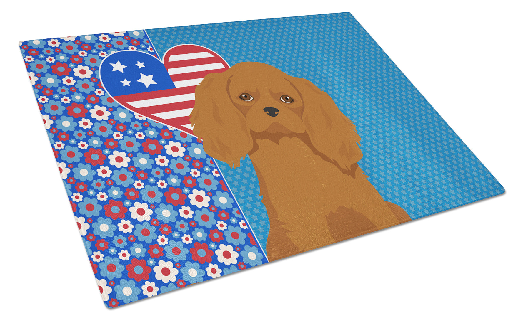 Buy this Ruby Cavalier Spaniel USA American Glass Cutting Board Large