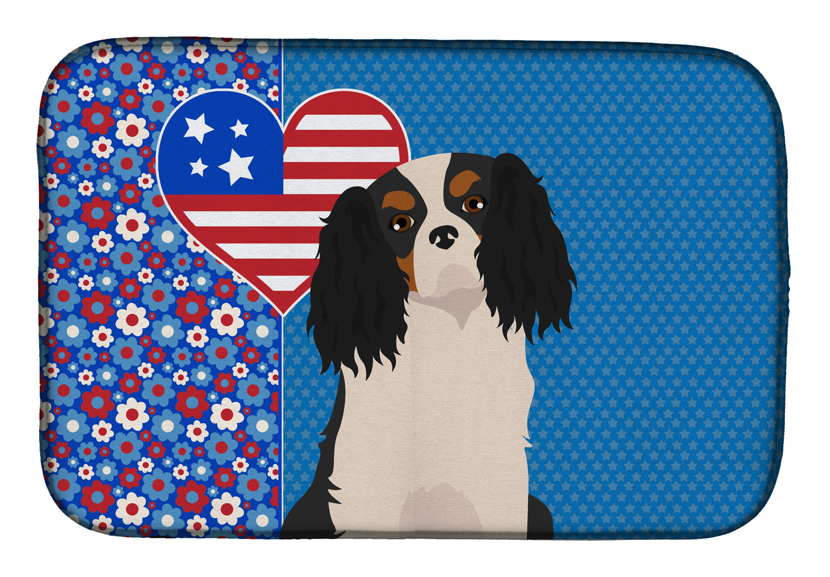 Tricolor Cavalier Spaniel USA American Dish Drying Mat  the-store.com.