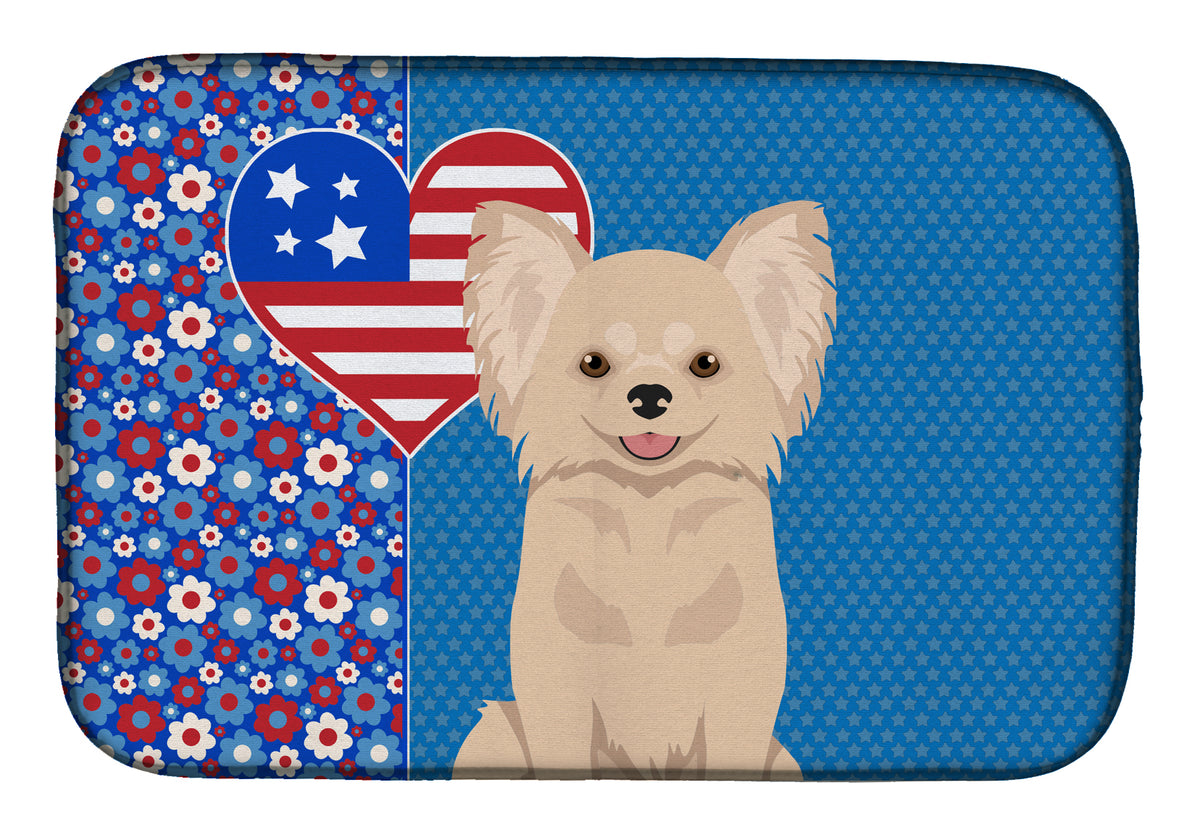 Longhaired Cream Chihuahua USA American Dish Drying Mat  the-store.com.