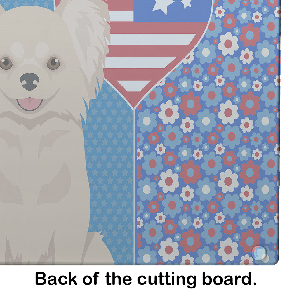 Longhaired Cream Chihuahua USA American Glass Cutting Board Large - the-store.com