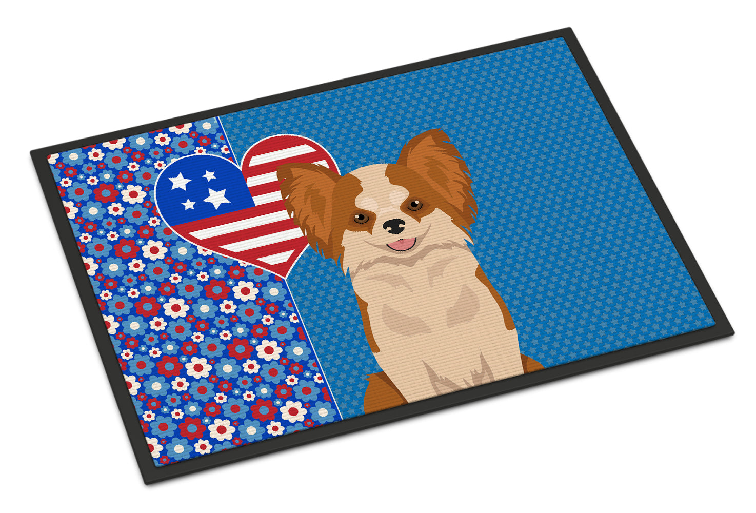 Buy this Longhaired Red and White Chihuahua USA American Indoor or Outdoor Mat 24x36