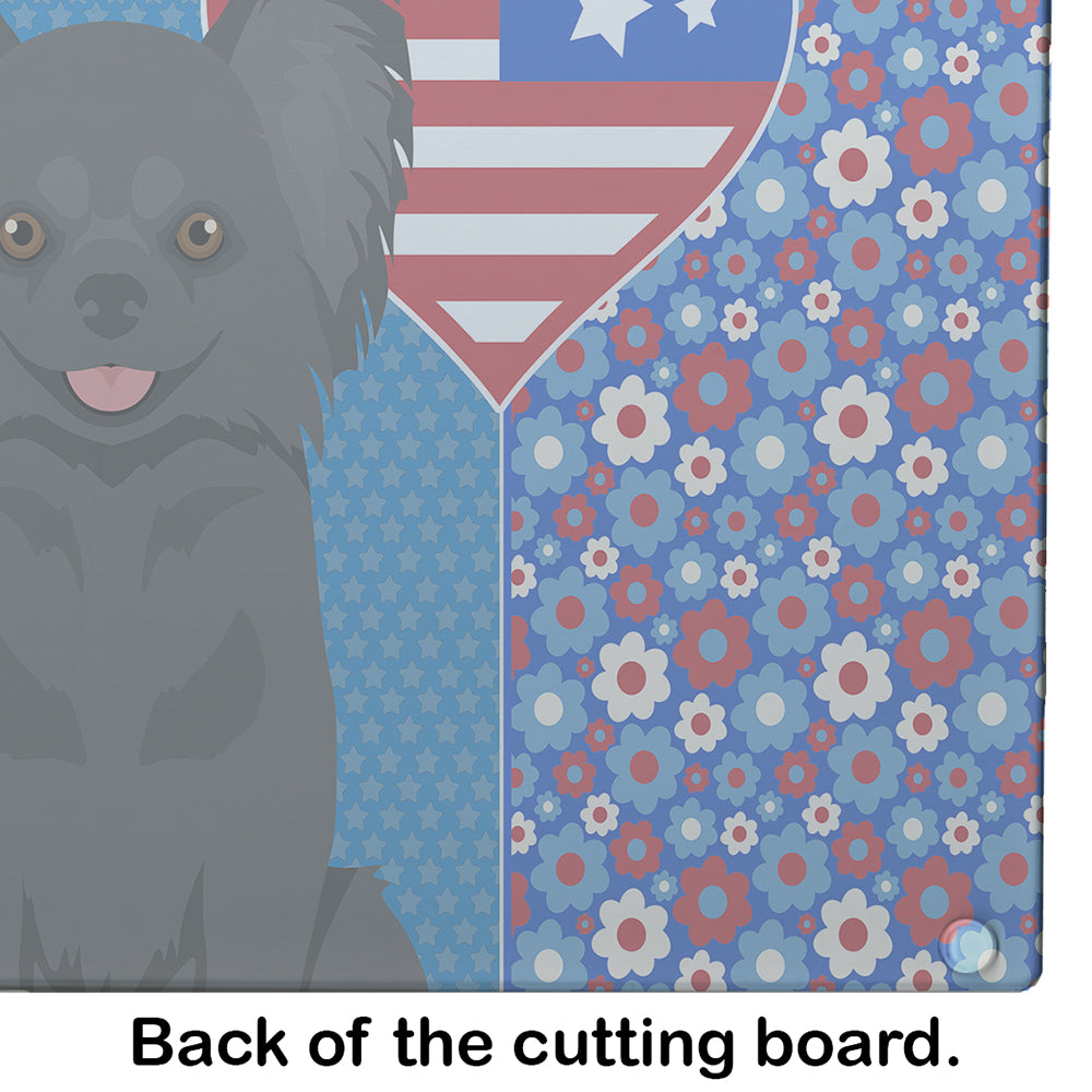 Longhaired Black Chihuahua USA American Glass Cutting Board Large - the-store.com