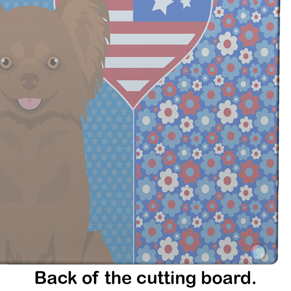 Longhaired Chocolate Chihuahua USA American Glass Cutting Board Large - the-store.com