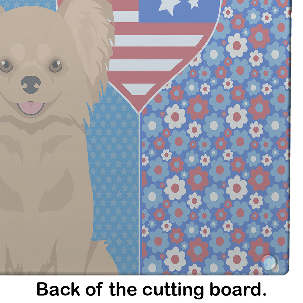 Longhaired Gold Chihuahua USA American Glass Cutting Board Large - the-store.com