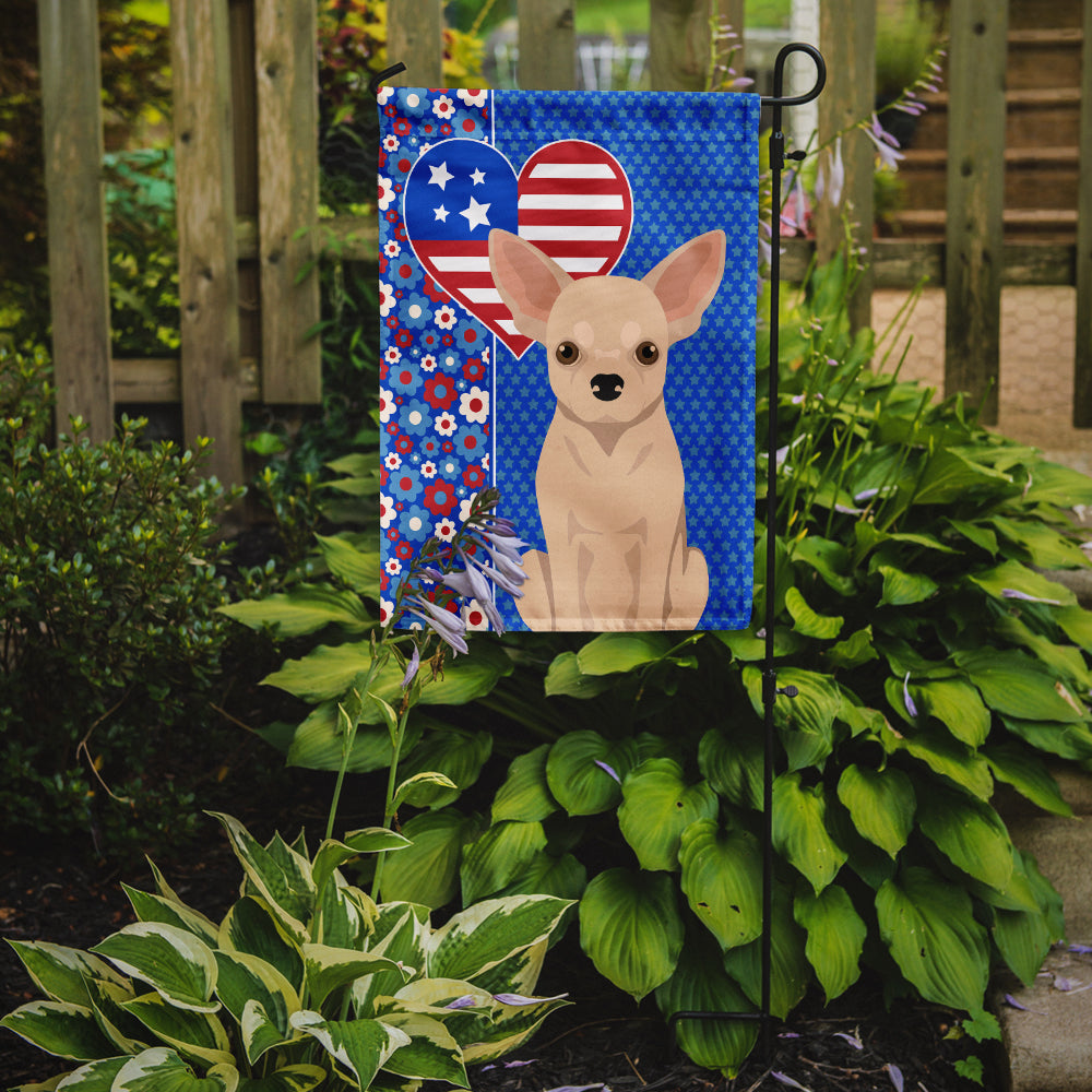 Fawn Chihuahua USA American Flag Garden Size