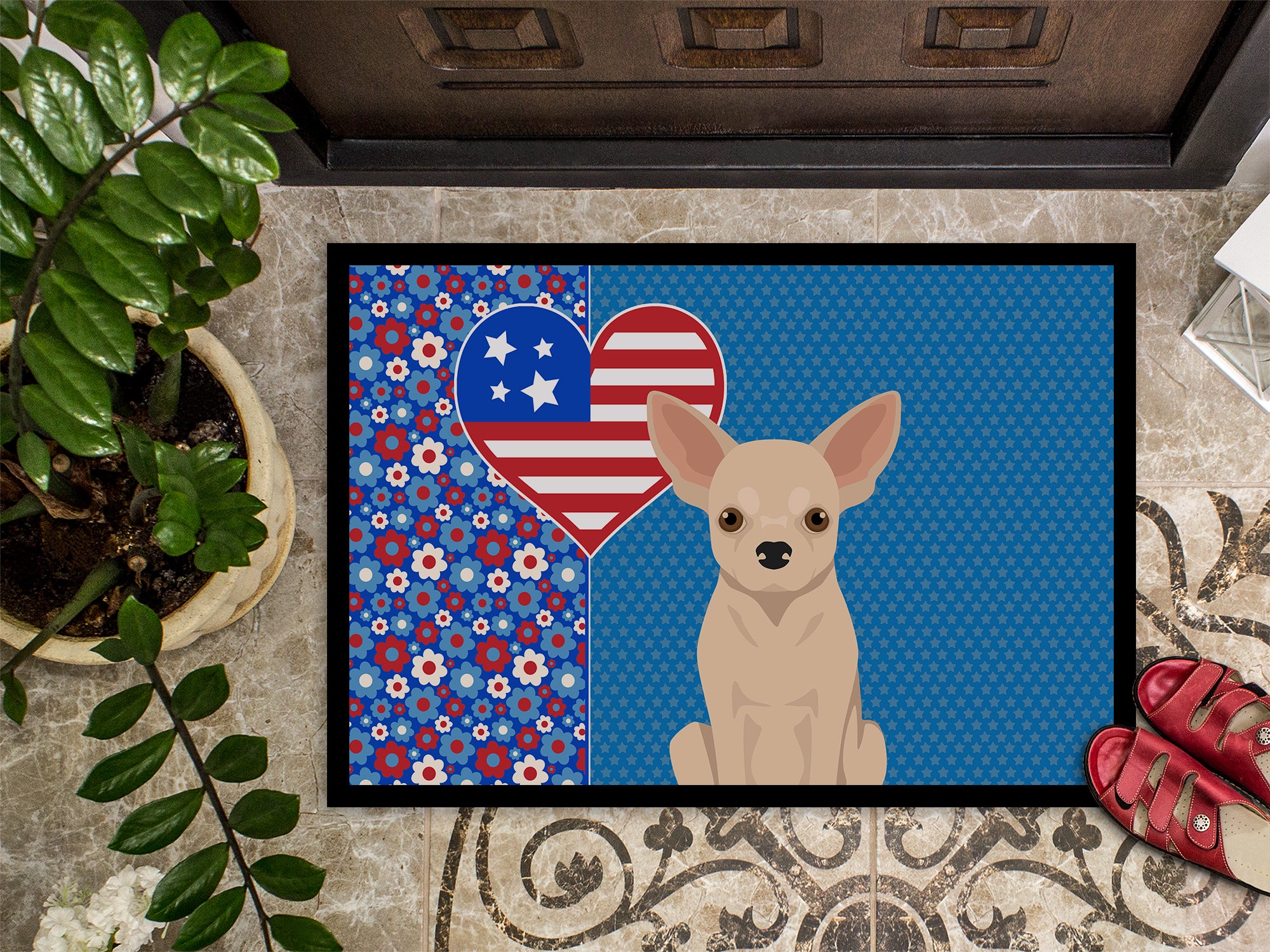 Fawn Chihuahua USA American Indoor or Outdoor Mat 24x36 - the-store.com