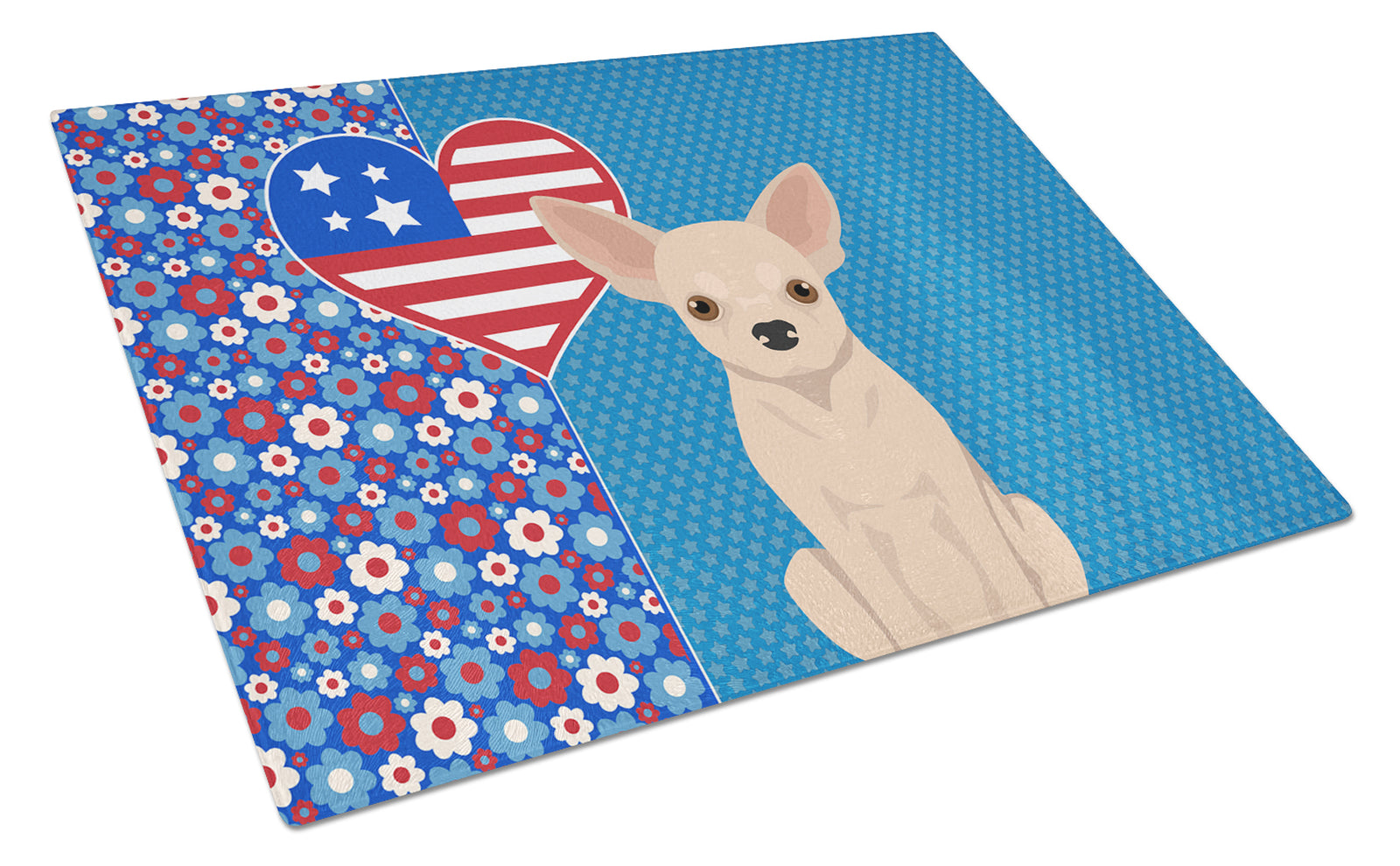 Buy this Fawn Chihuahua USA American Glass Cutting Board Large